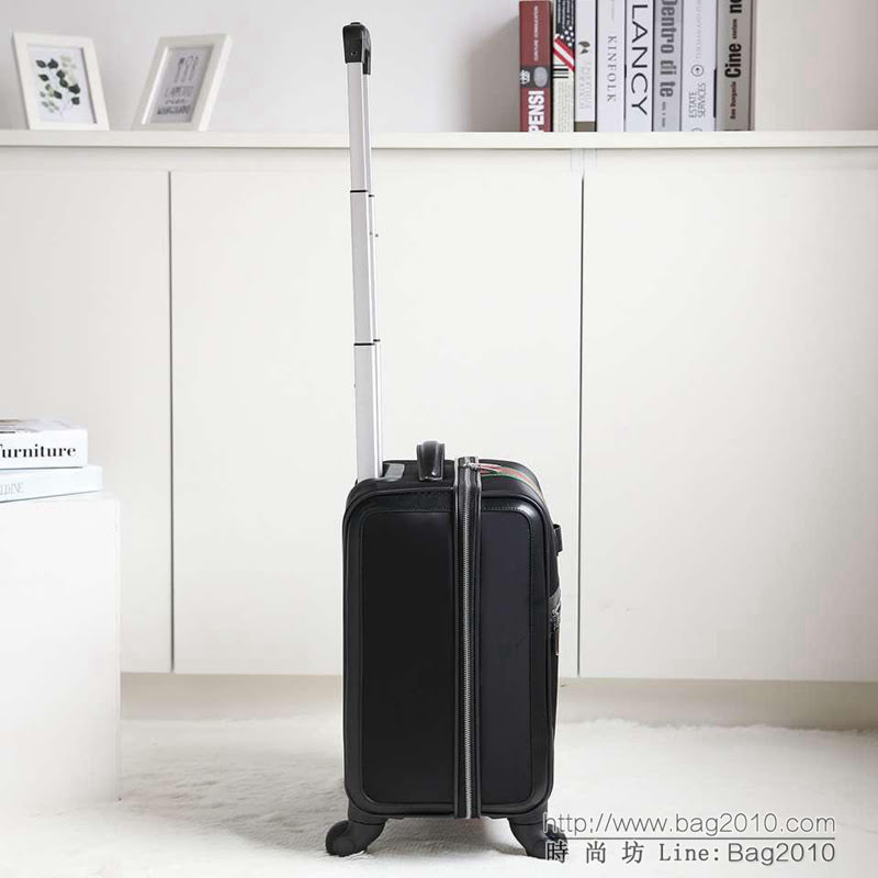 GUCCI古馳 16寸航空登機箱 義大利進口降落傘布 古馳經典編織紅綠帶 超順滑萬向輪拉杆箱  xbt1147